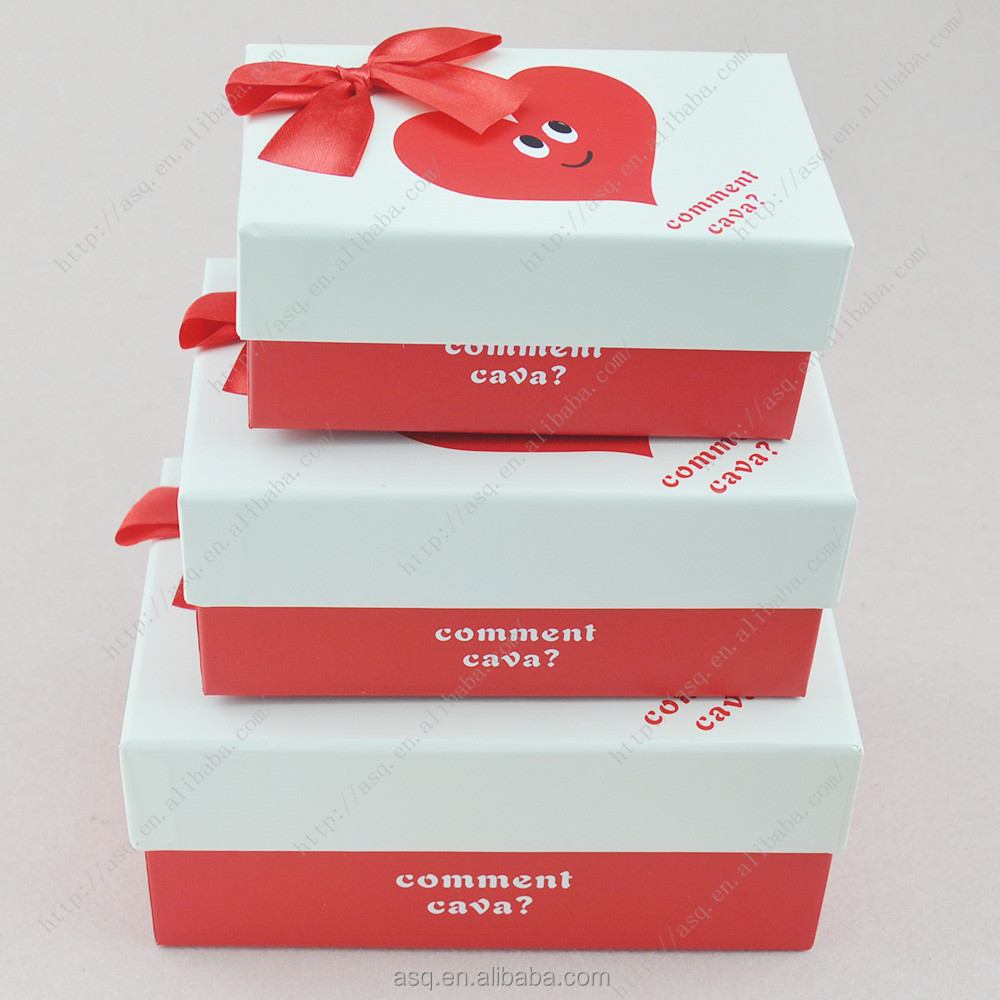 attractive bowknot gift paper box with ribbon