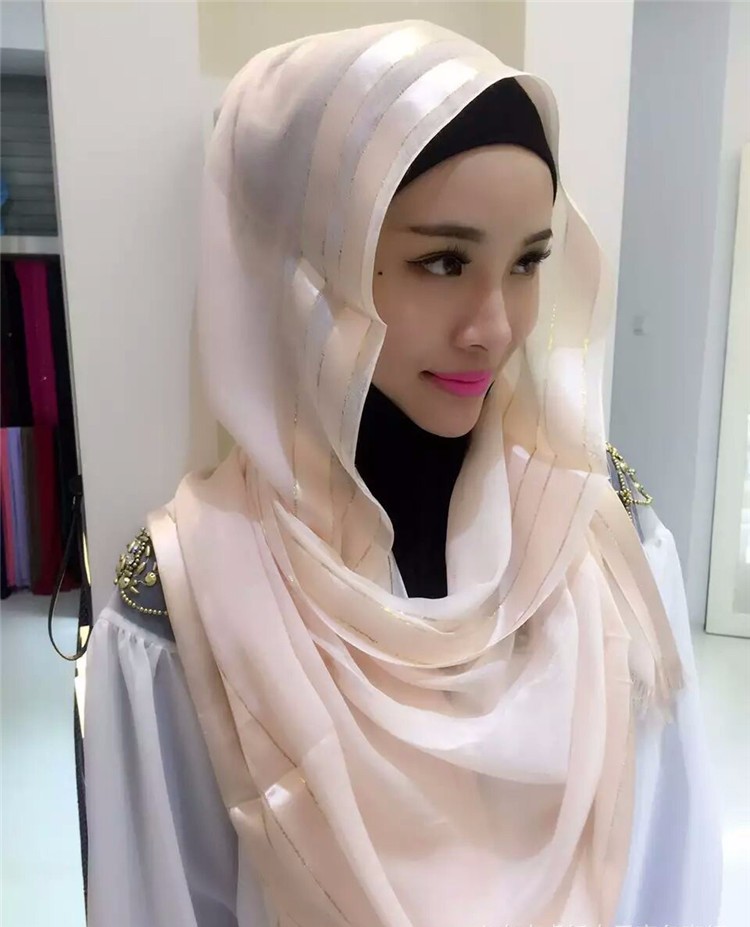 Feuille d\u0027or bande de mode arabe belle foulard islamique femmes musulmanes hijab