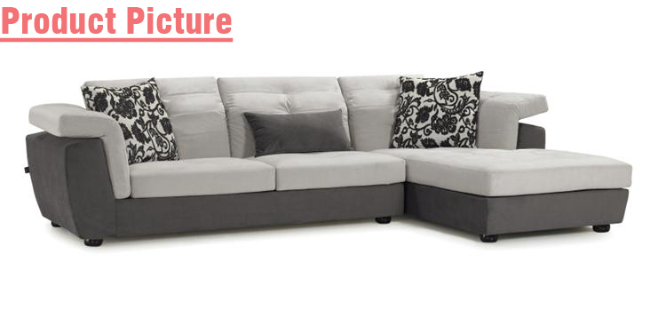 Cinza tecido pequena casa simples seccional sofá em forma de l ... Imagens de sofa l cinza