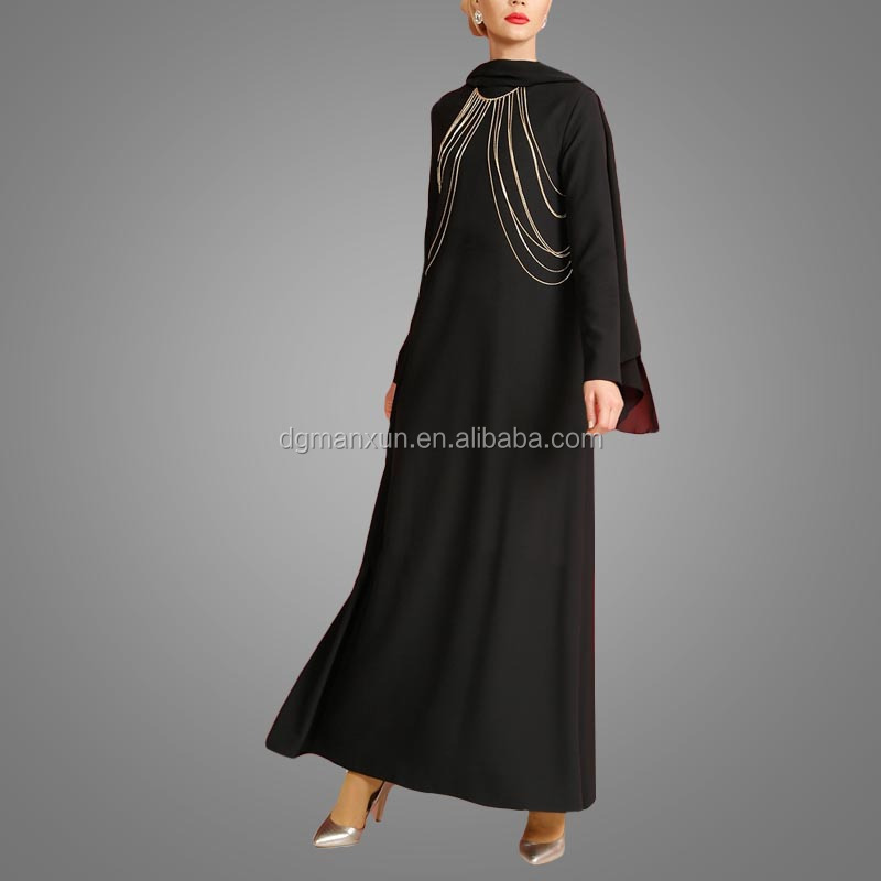 Fashion Islamic muslim evening dress for ladies black abaya in dubai 2017 (1).jpg