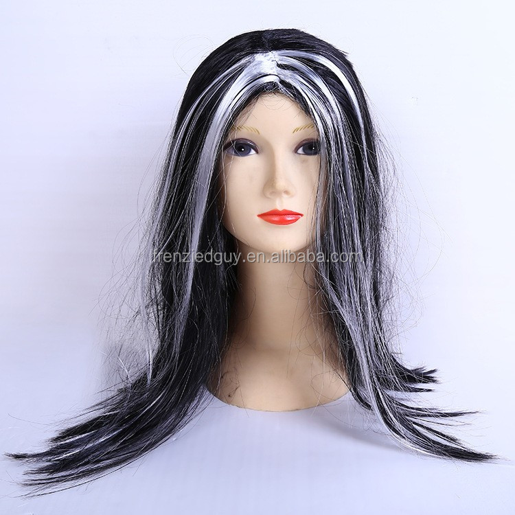 Long Straight Hair Witch Wigs Black White Mixed Cosplay Wig Buy