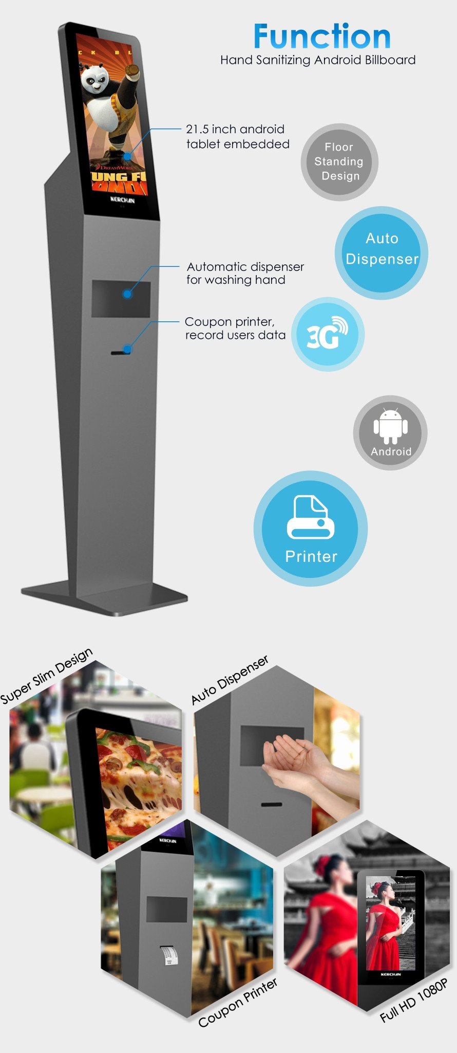 Floor standing android digital signage totem