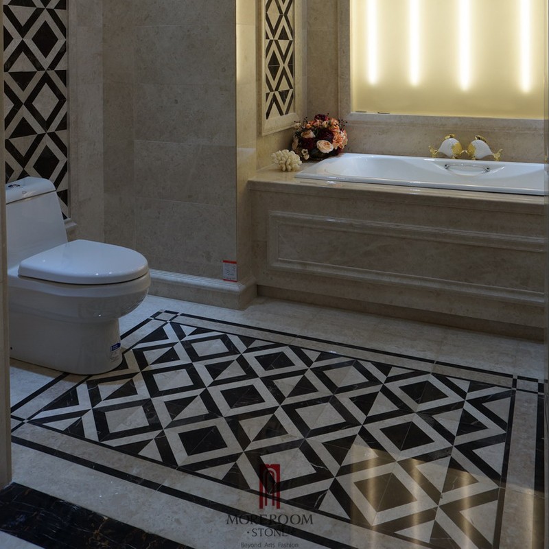 MPGJ19G33 ( Wholesale Polished White Rose Laminated Waterjet Flooring Marble Parquet6) (1).jpg