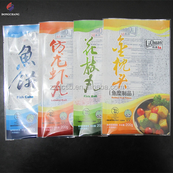Custom printed OPP PE laminated plastic frozen food packaging bag for fish ball and fish cake packaging