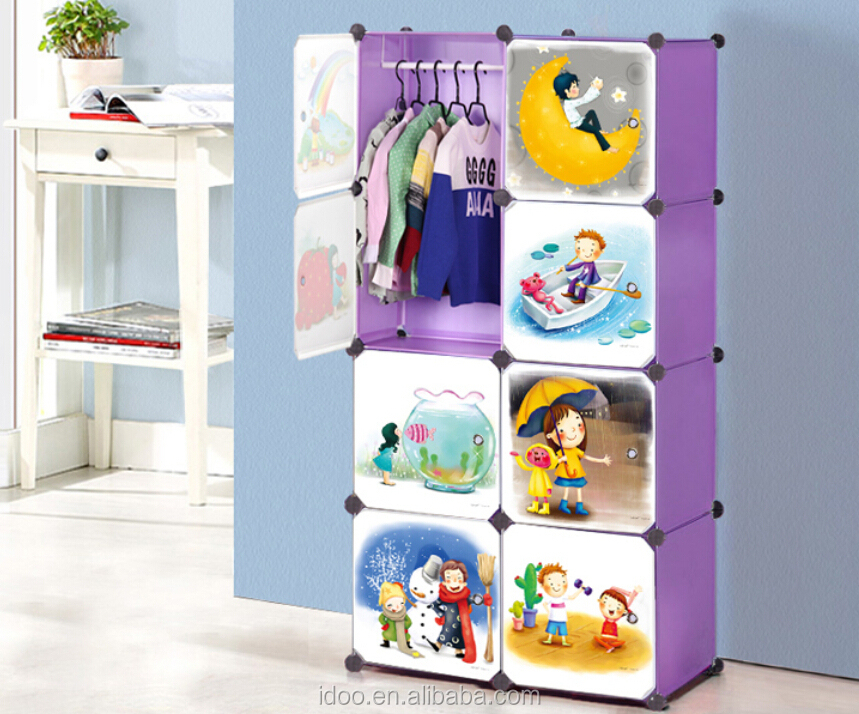 2015 New Cartoon Bookcase Design Easy Storage Baby Wardrobe