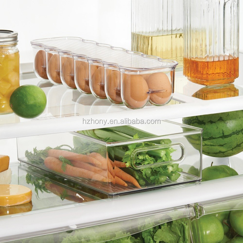 Large Clear Plastic Fridge Bin, 8 x 14.5 x 4