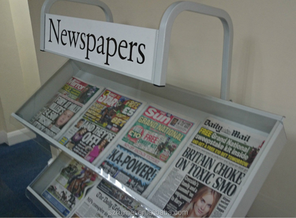 Customized Floor Standing Library Newspaper/magazine Display Rack Buy