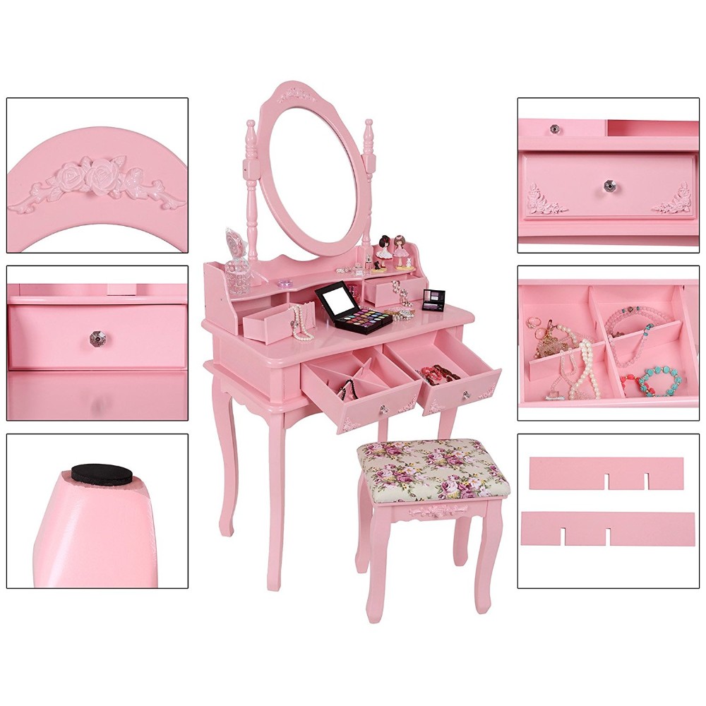 Pink Wooden Mirror Dresser Home Furniture Dressing Table Buy Home