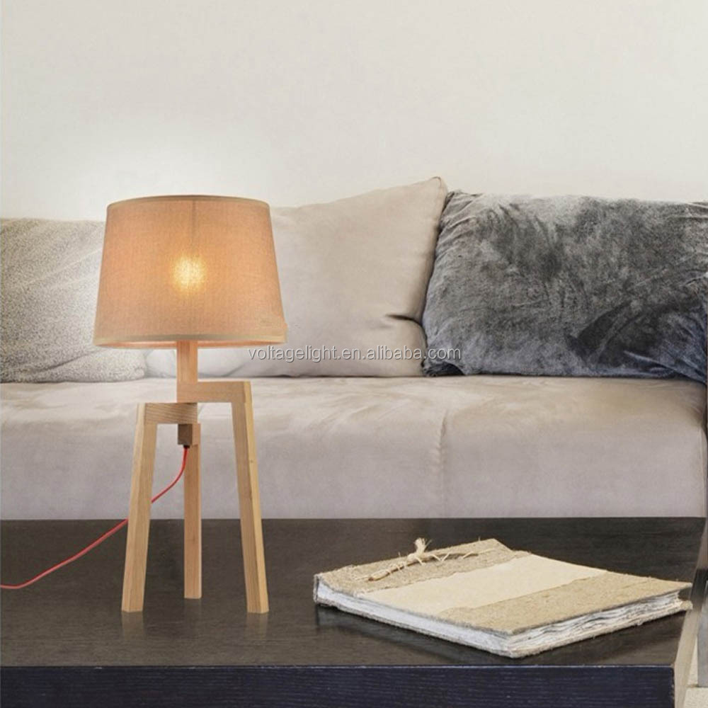 Mobilier design moderne lampe de table naturel en bois rotatif ...