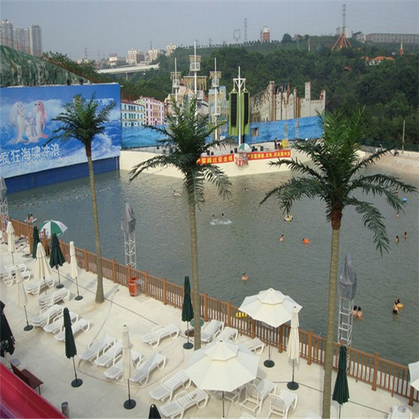 China hot factory price plot/playground/beach/swimming pool outdoor decoration UV protective fiberglass artificial coconut tree