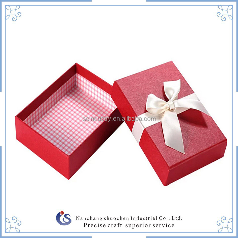 white&red rectangle fancy paper gift box with ribbon - buy rect