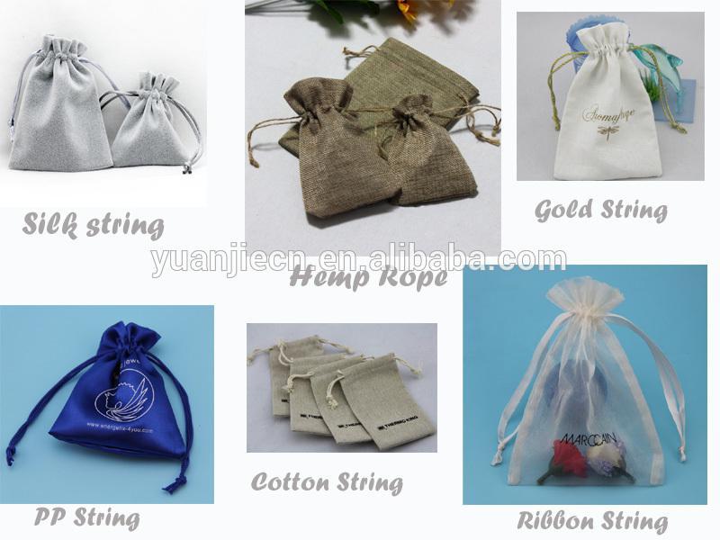 Small Satin christmas drawstring gift bags with custom logo