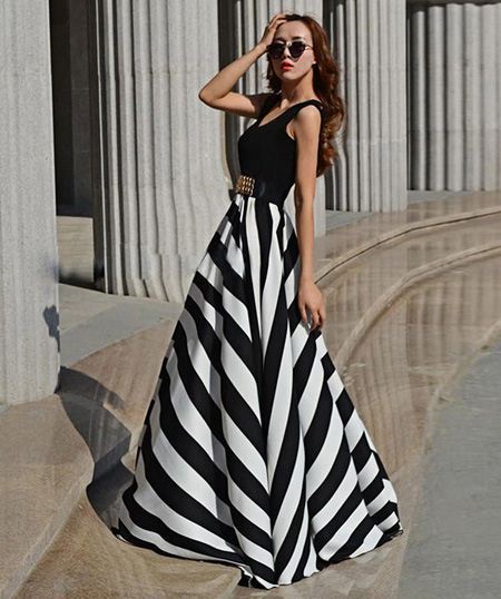 vestidos casuales largos rayas