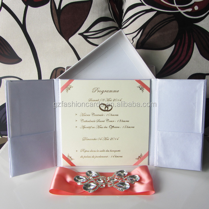ファッショナブルシルク2015バックル付き結婚式の招待状-- t252仕入れ・メーカー・工場
