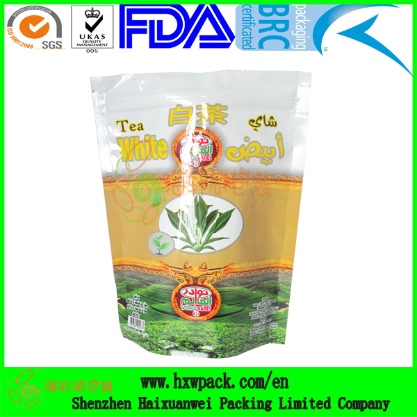 aluminum foil stand up tea bag packing