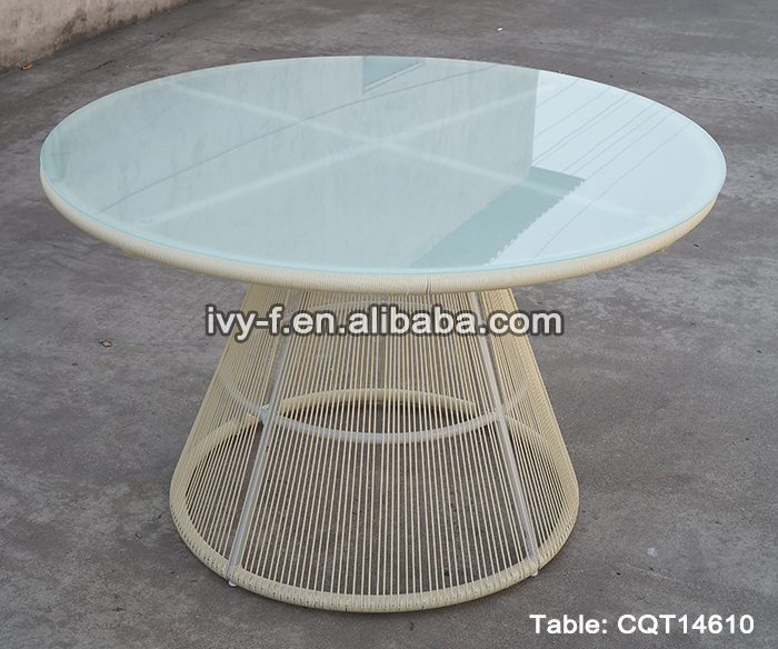 Caña de aluminio muebles de color blanco pe rattan outdoor redonda ... Muebles de comedor con la mesa de vidrio y sillas de colores