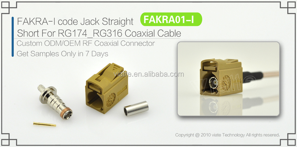 Fakra- iコードjack/メスストレートのための短いrg174_rg316同軸ケーブルのコネクター仕入れ・メーカー・工場