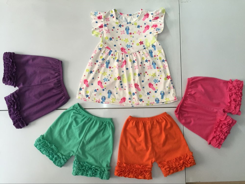 2016素敵なキツネ綿印刷赤ちゃんの女の子服セット卸売女の子の夏の服フリルショートパンツ仕入れ・メーカー・工場
