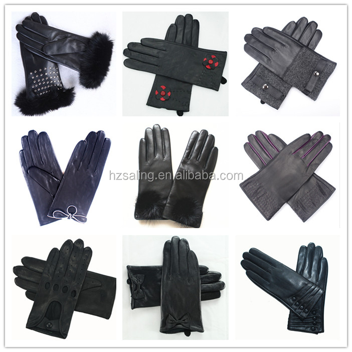 新しいデザインレディースブラックの本革手袋クリスマスのためのギフト商品仕入れ・メーカー・工場