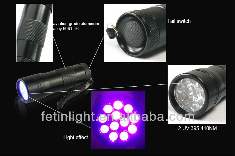 高品質最高の価格12 led uv懐中電灯で3 * aaa乾電池 バッテリー用ペット尿検出器uv懐中電灯12 ledブラックライトD09UV仕入れ・メーカー・工場