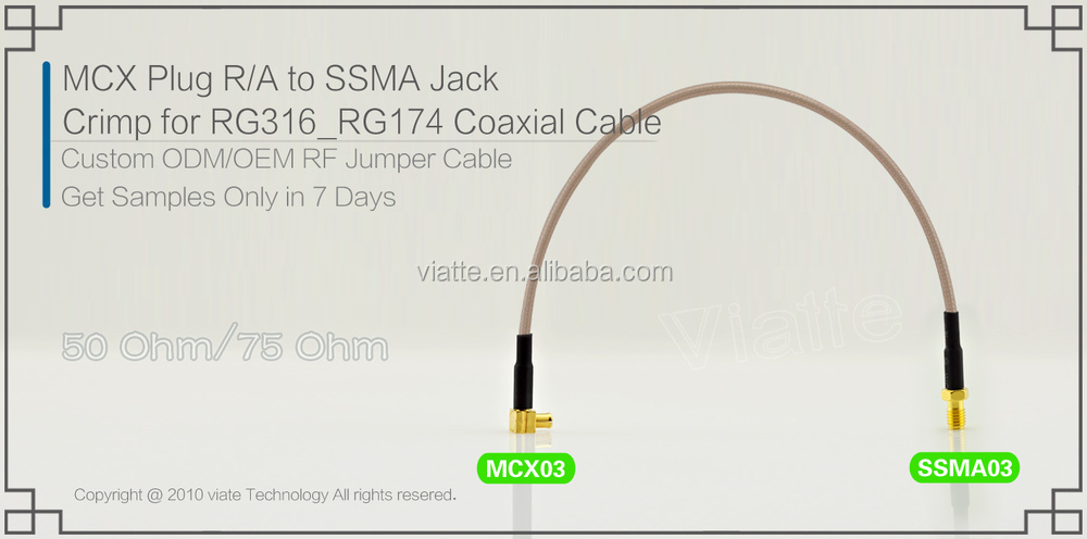 Mcxプラグ/maler/aにssmajack/rg316_rg174メス圧着同軸ケーブルのコネクタのための仕入れ・メーカー・工場