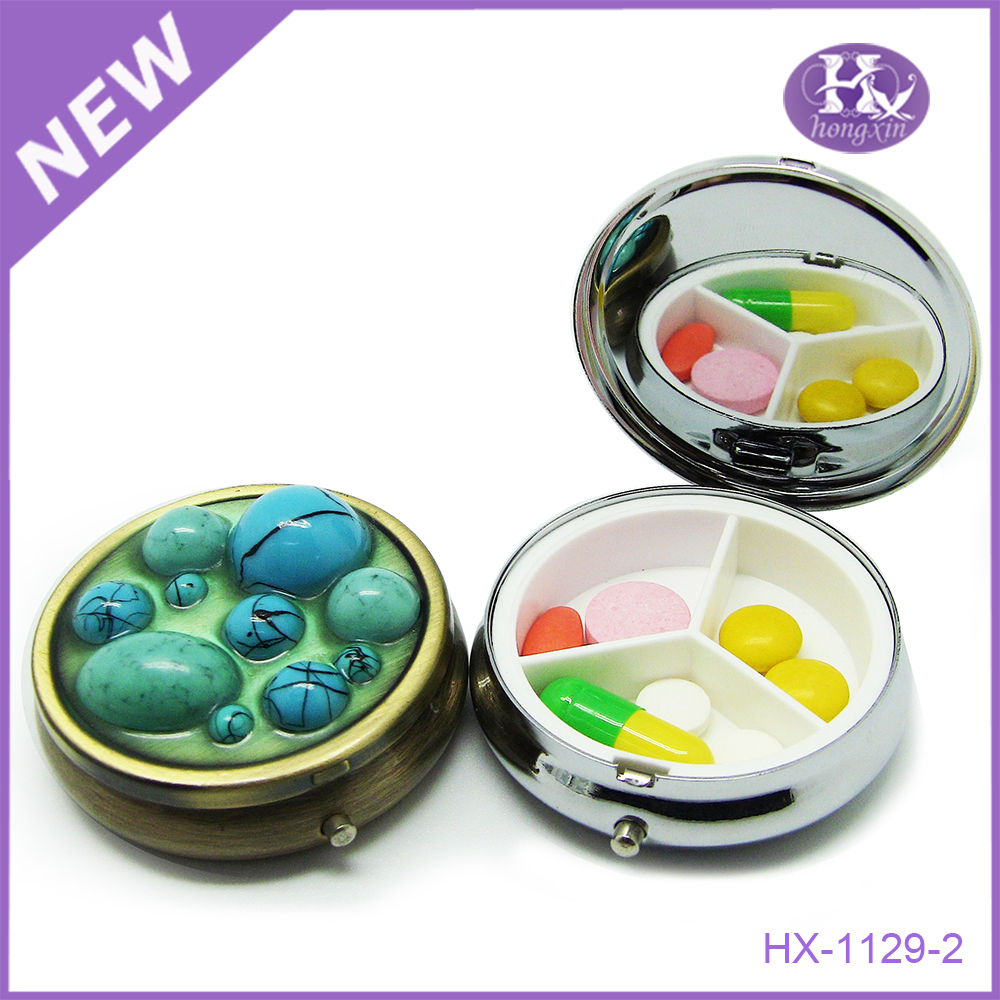 Hx1129 Golden Wholesale Jeweled Metal Unique Decorative Ceramic Pill