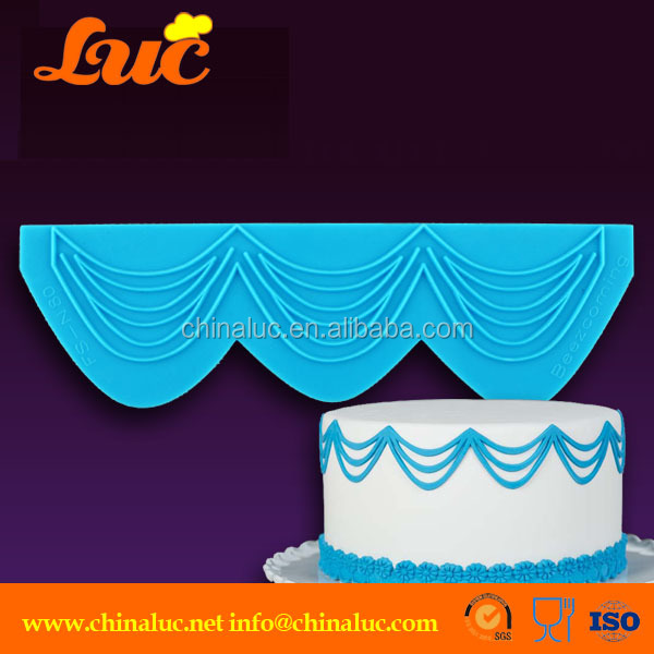 Triple drop strings silicone onlay mould 3D cake stencil for cake decorating or any arts project ssilicon onlay molds stringwork