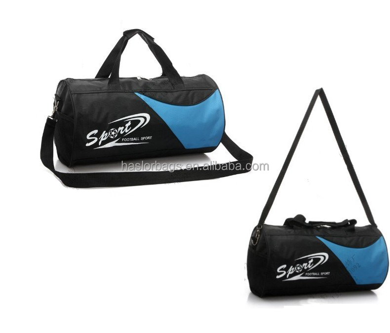 2016 Black polyester round sport bag with handles