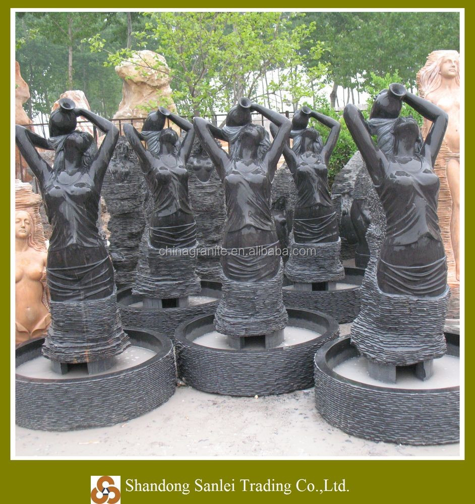 Modern Design Waterfall Fountain Statue Sculpture Marble Nude Woman