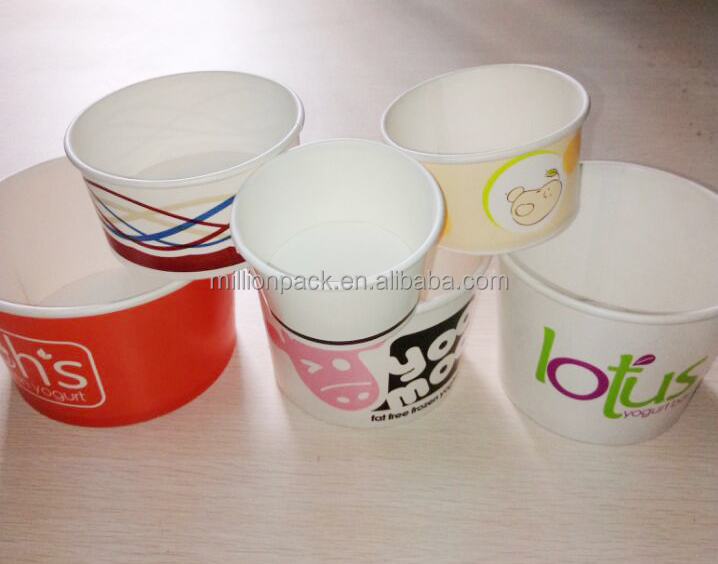 カスタム使い捨てアイスクリームの紙コップのふた、 アイスクリームのテイスティングスプーンが付いているカップ仕入れ・メーカー・工場