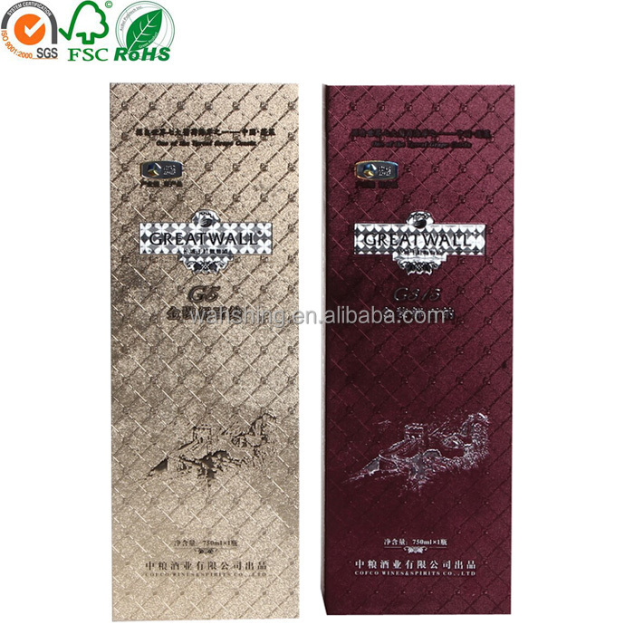 Made in dongguan single red wine box/wine box with silver stamping