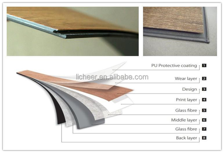 高品質クリックビニル床材/ビニール床の板ガラス繊維で/エンボス 問屋・仕入れ・卸・卸売り