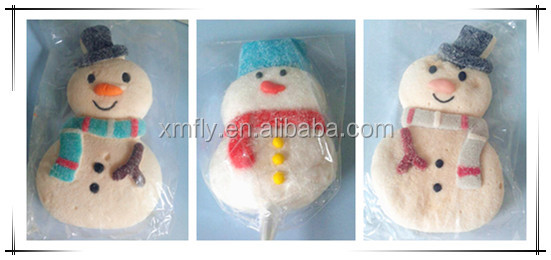 Christmas snowman shaped assorted flavour marshmallow lollipop candy