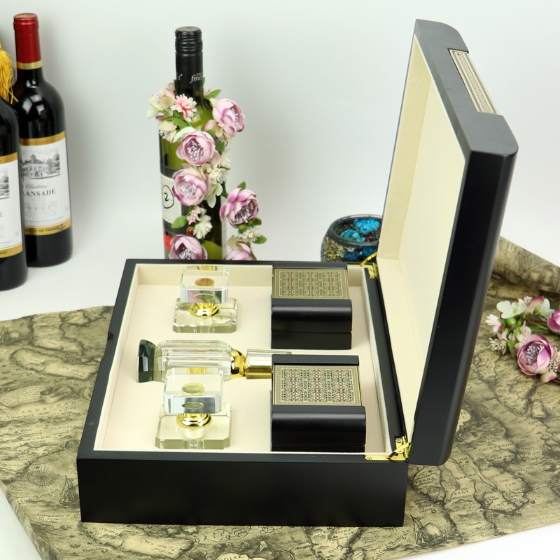 Arabia Style High Quality Wooden Perfume Set Box For Gift - Buy Black 