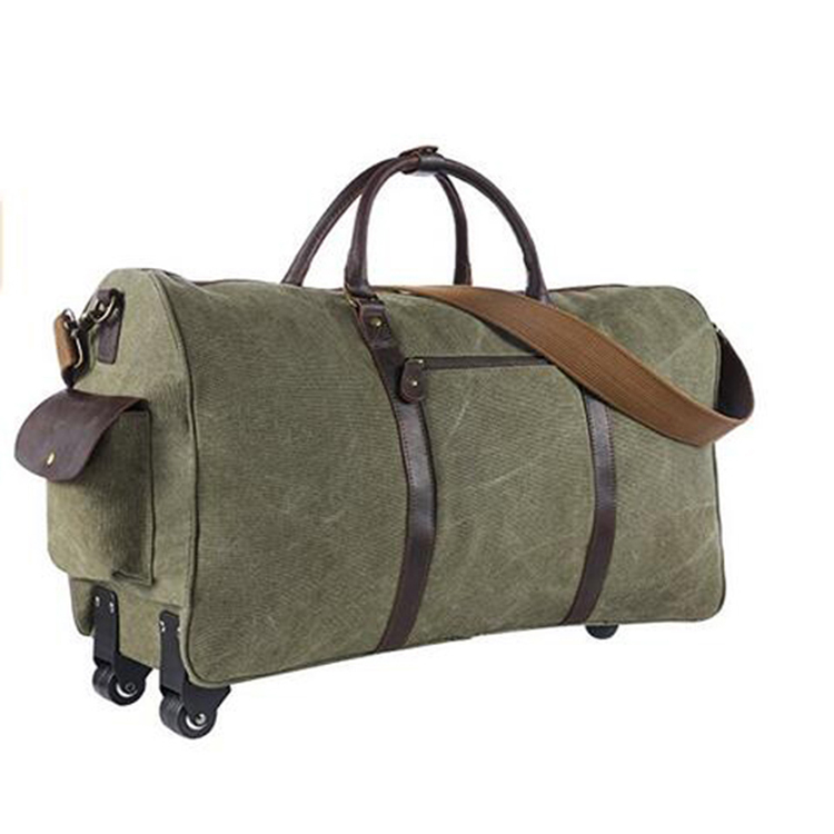 Custom Convenient Large Capacity Canvas Trolley Travel Duffel Bag With
