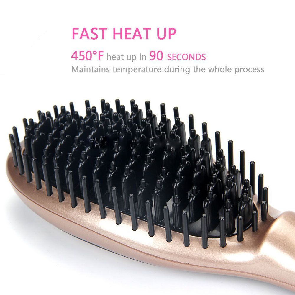 Wholesale low prices custom logo gold automatic electric professional electric fast hair straightener brush ceramic