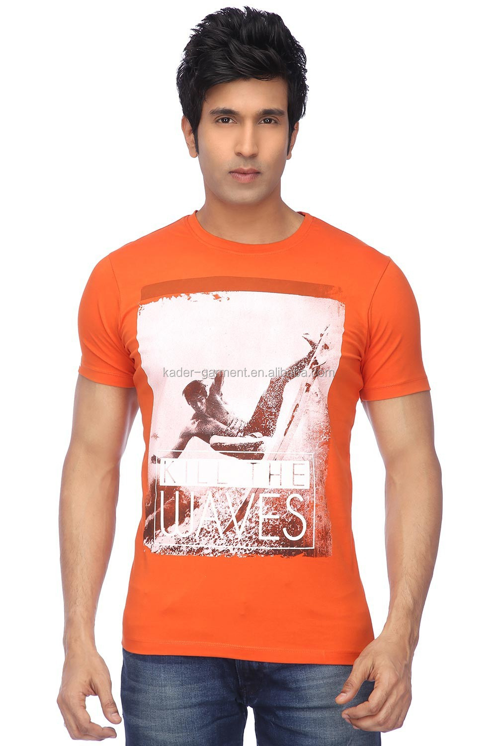 オレンジ色のtシャツ綿のtシャツメンズオリジナル2015熱い販売仕入れ・メーカー・工場