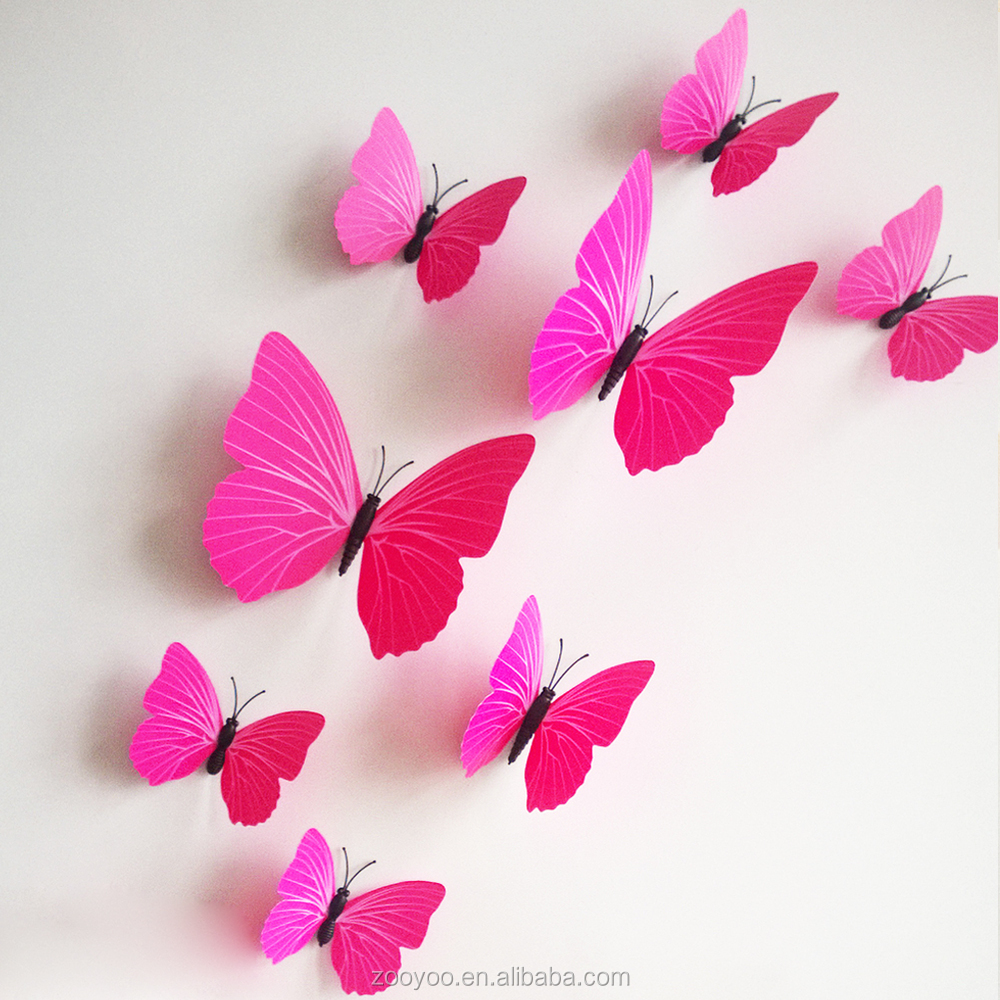 Zooyoo 3d vlinder muur sticker home decor sticker art design kamer ...