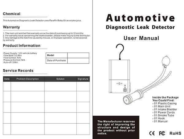 A1 Diagnostic Leak Detector Automotive Diagnostic Leak Detector A1 Pro EVAP for Motorcycle / Cars / SUVs