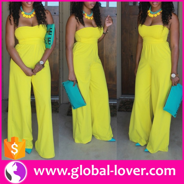 Low Moq 2016 Yellow Jumpsuits Plus Size African Jumpsuits Sexy Jumpsuit