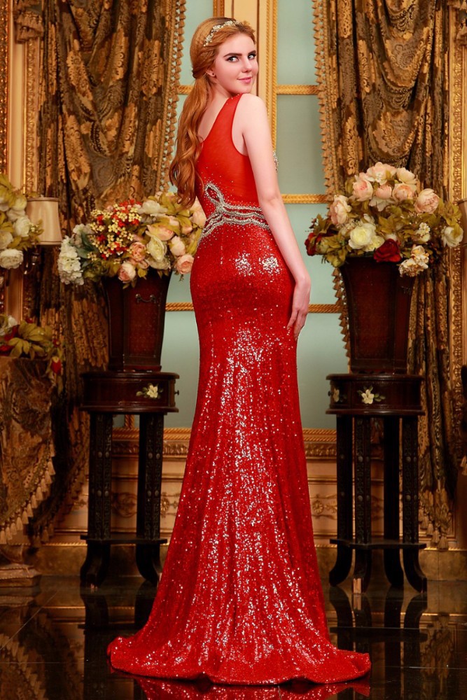 ... line V-neck Tulle Beaded Red Celebrity Evening Dress Hong Kong