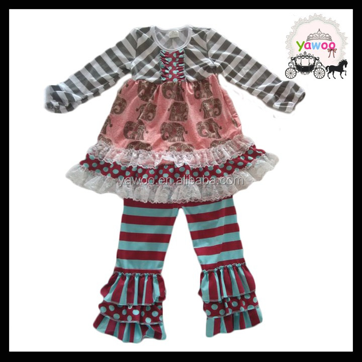 2016 yawooクリスマスデザイナー赤ちゃん着用ベルト子供布デザイン緑と赤新しい到着の服の子供服セット仕入れ・メーカー・工場