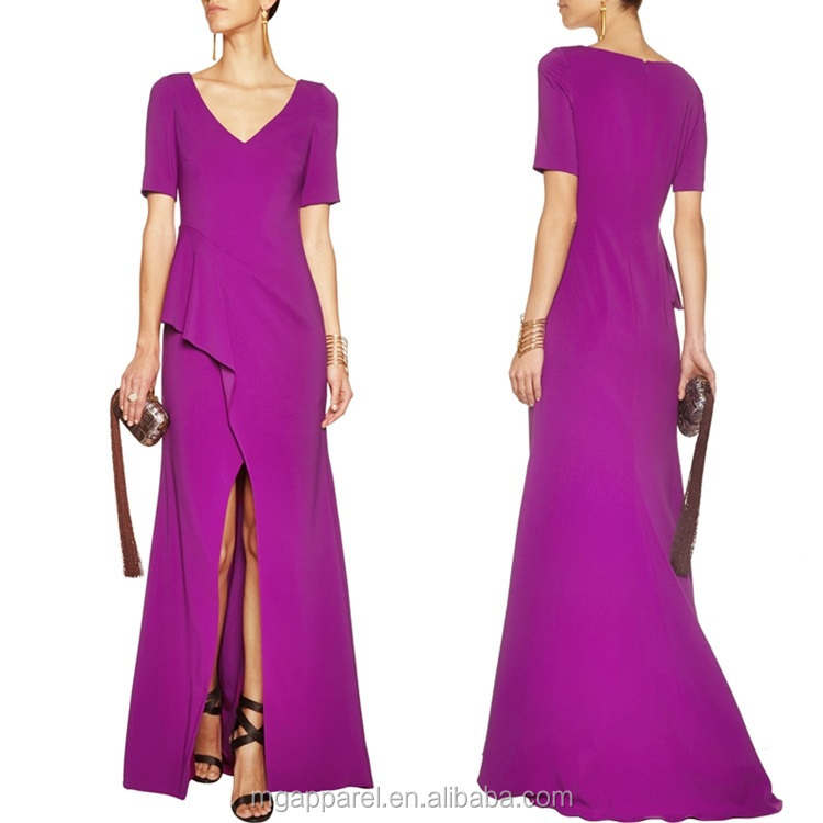 latest fashion purple evening dress front slit purple crepe evening gown, evening dress alibaba china (1) 