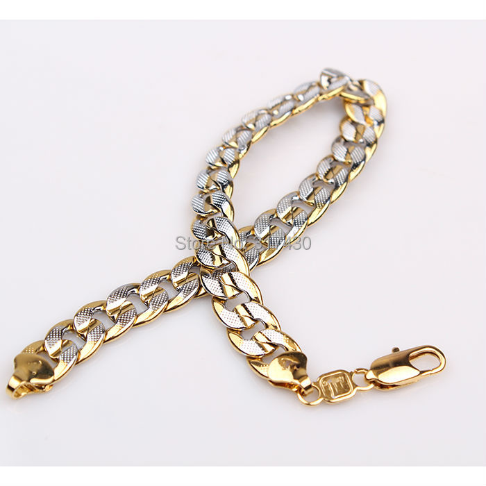low price 2-tone 18k whiteyellow gold filled mens womens bracelet ...