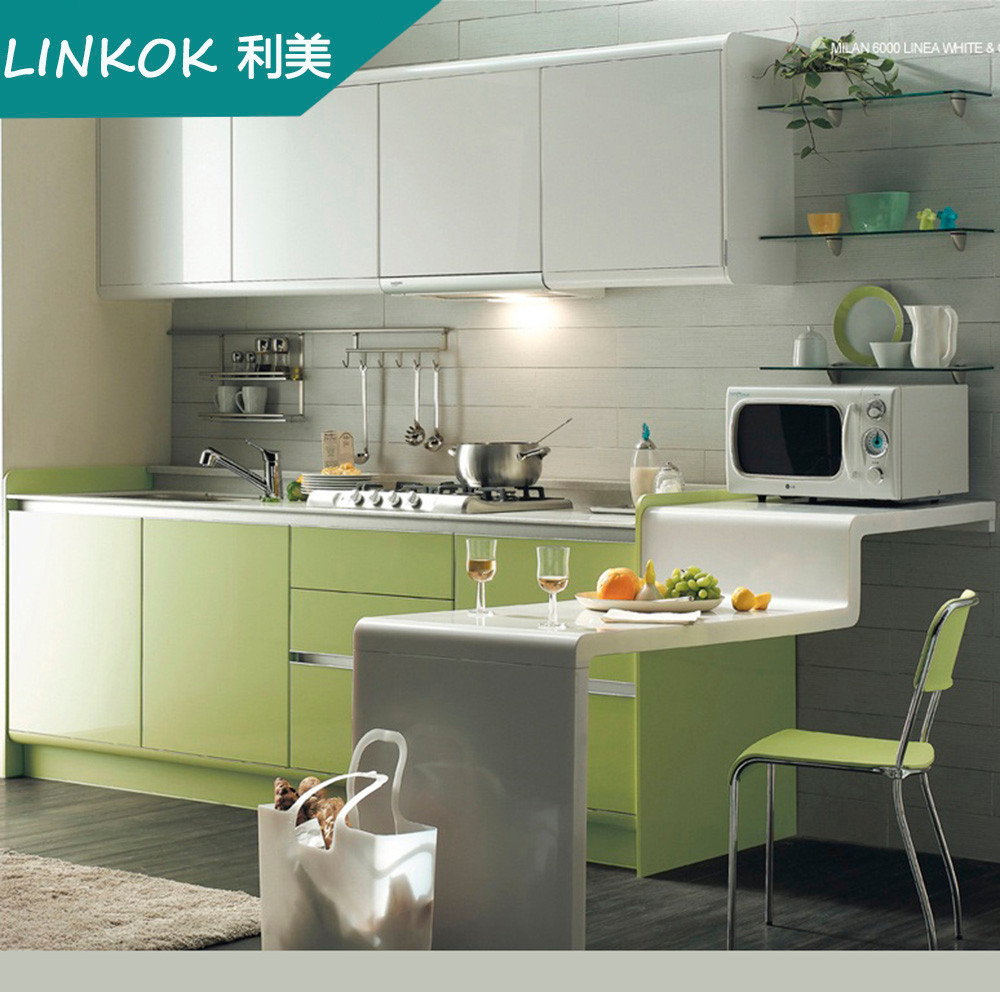 Small Apartment Simple Design Green Kitchen Cabinets For Sale