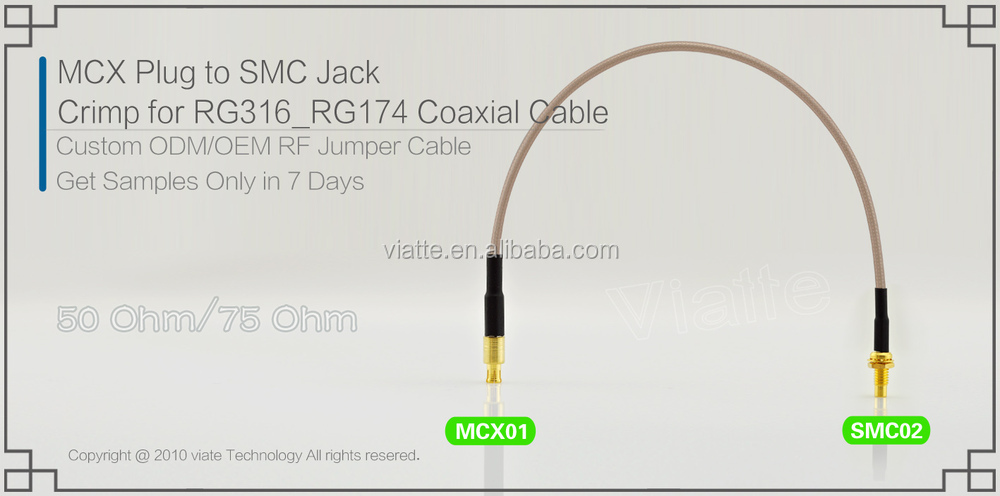 Mcxプラグ/malesmcにjack/rg316_rg174メス圧着同軸ケーブルのコネクタのための仕入れ・メーカー・工場