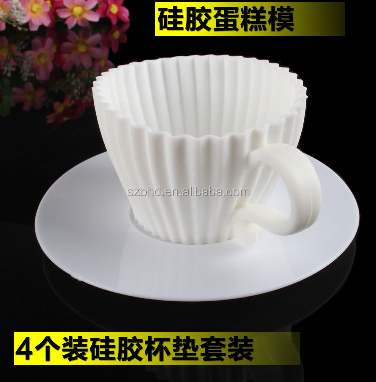 Wholesale 100% Food Grade Silicone Teacup Cupcake Mold for Cake Decorating