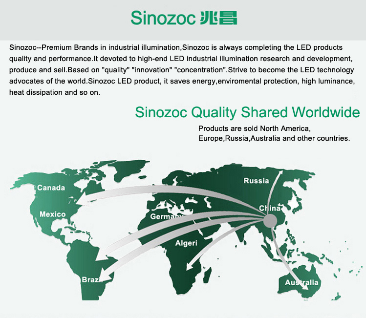 Sinozocアルミ合金ランプ本体材料とピュアホワイト色温度( cct) 50ワットled高湾仕入れ・メーカー・工場