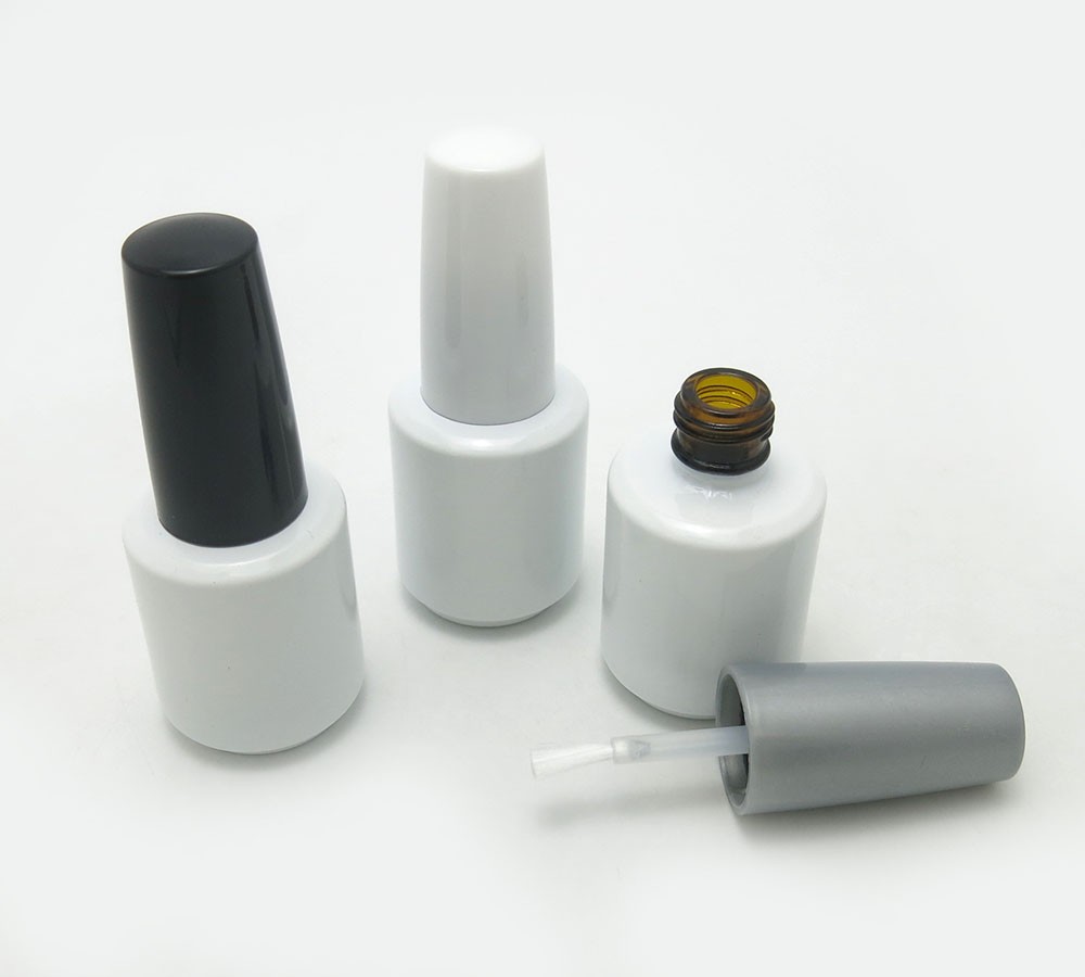 White Colored Empty 15ml Unique Nail Polish Remover Bottles With Brush