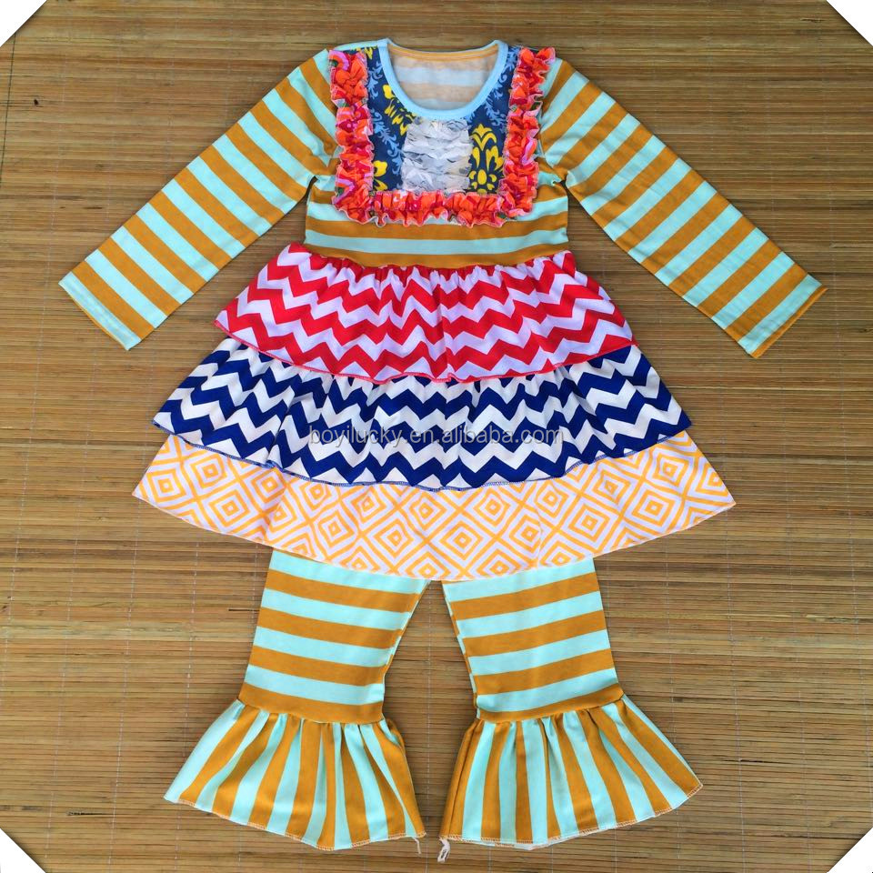 新しいデザインの格子縞シャツフリル2015設定された服甘い秋子供の衣類の赤ん坊のために衣装子供の女の子の男の子の子供たちが設定した多くのスタイル仕入れ・メーカー・工場